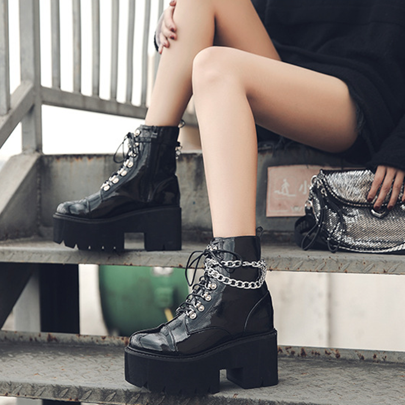 Gothic Punk Zipper Ankle Boots