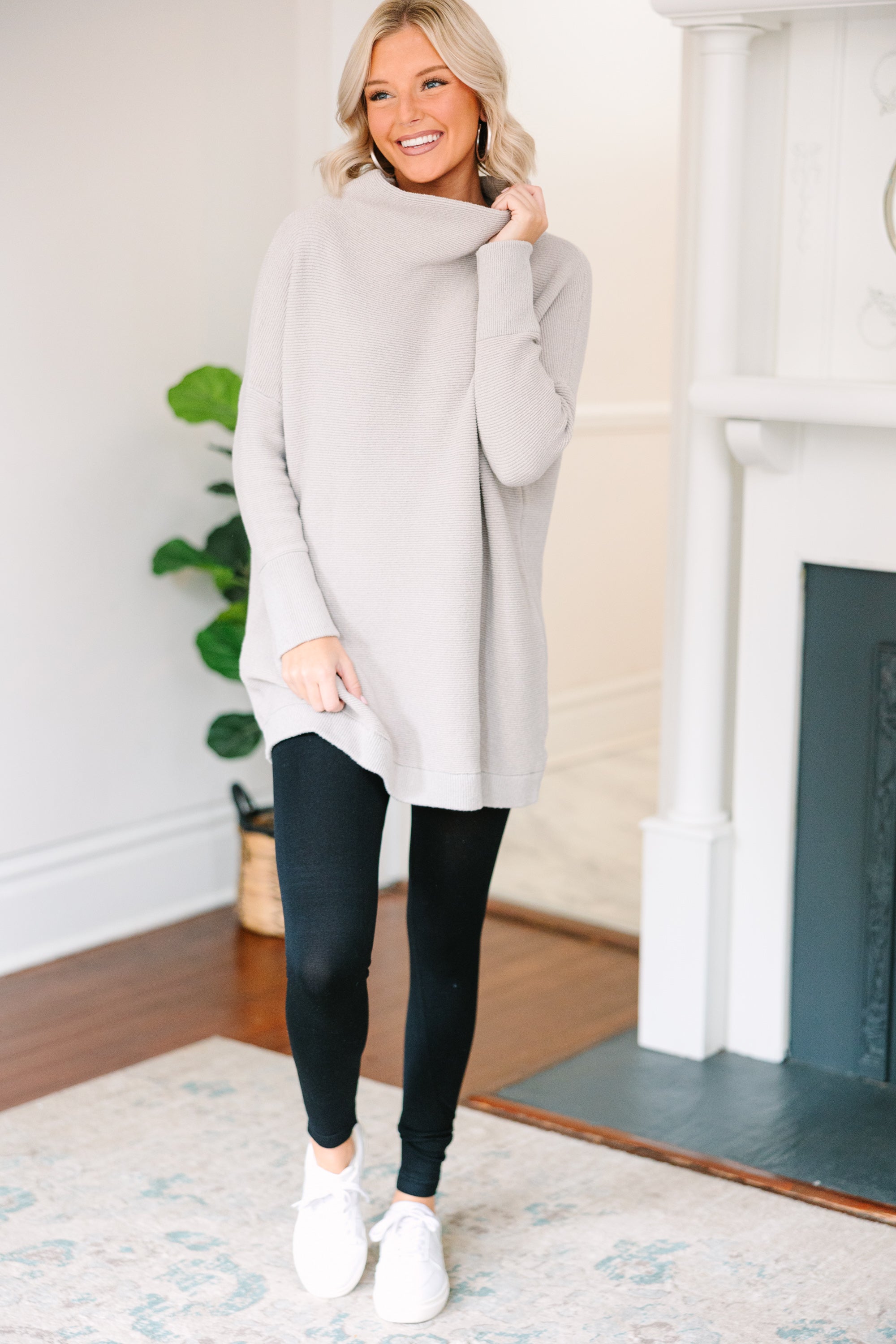 Gray Mock Neck Tunic