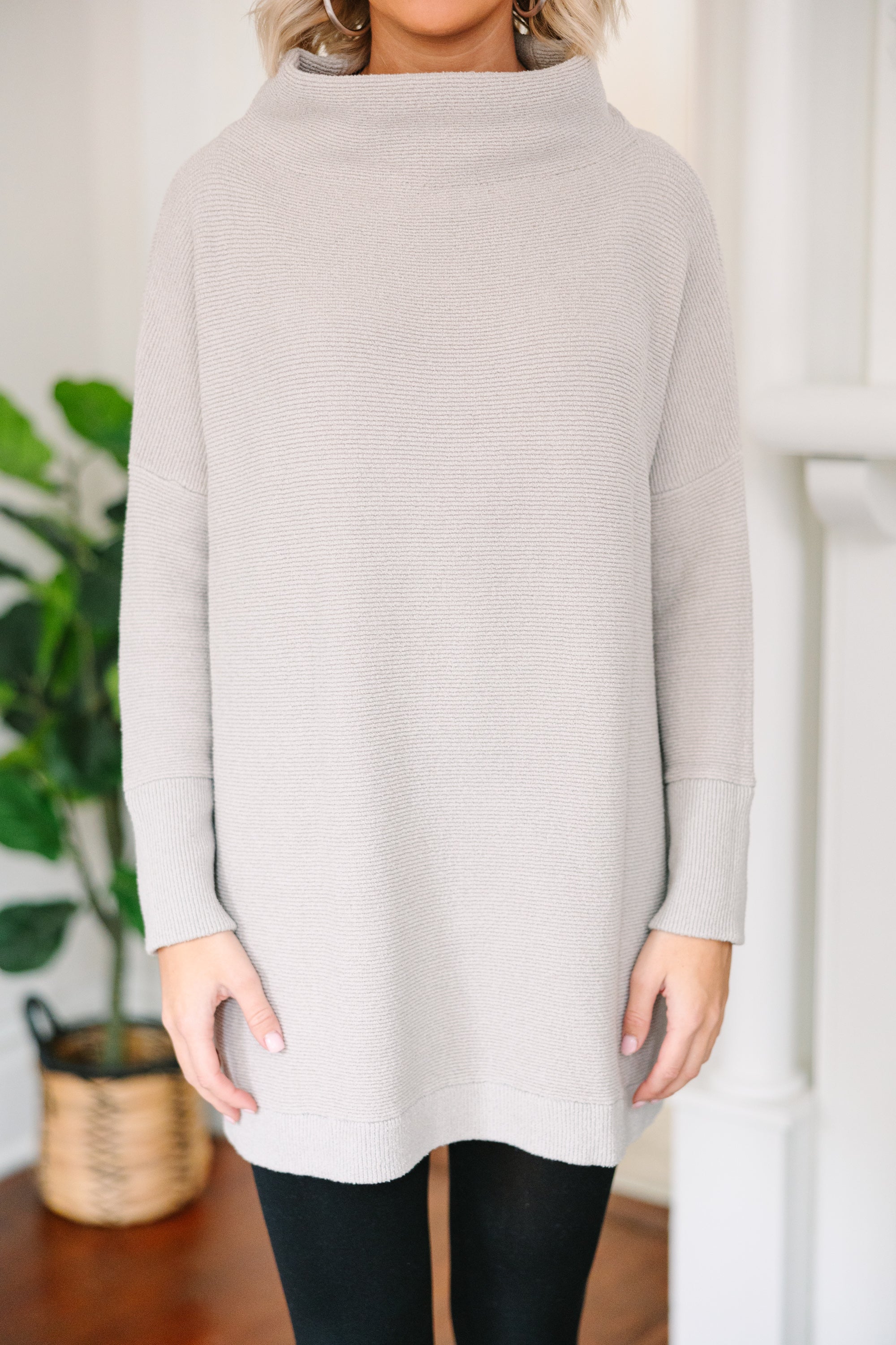 Gray Mock Neck Tunic