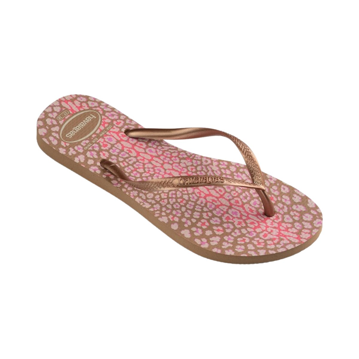 Havaianas Girls Slim Flip Flops in Animals Rose Gold - Sizes 29-34