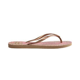 Havaianas Girls Slim Flip Flops in Animals Rose Gold - Sizes 29-34