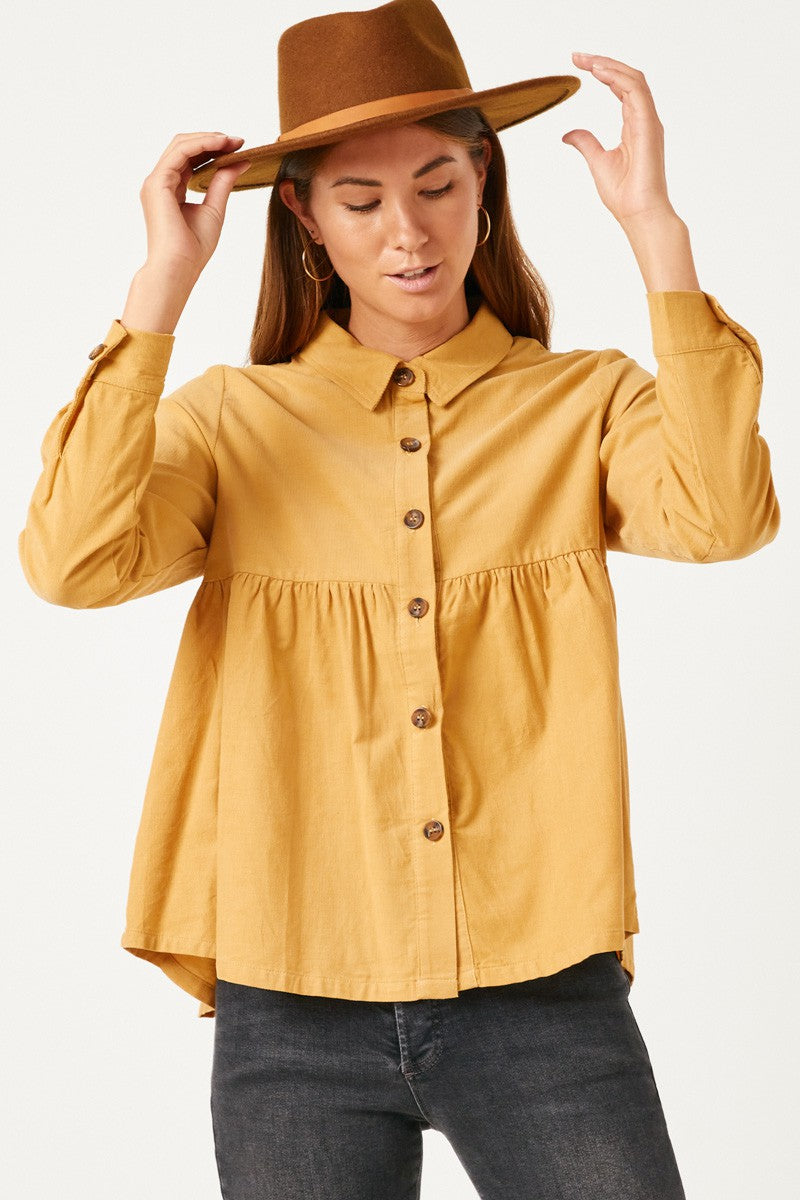 Hayden Corduroy Shirt Peplum Style