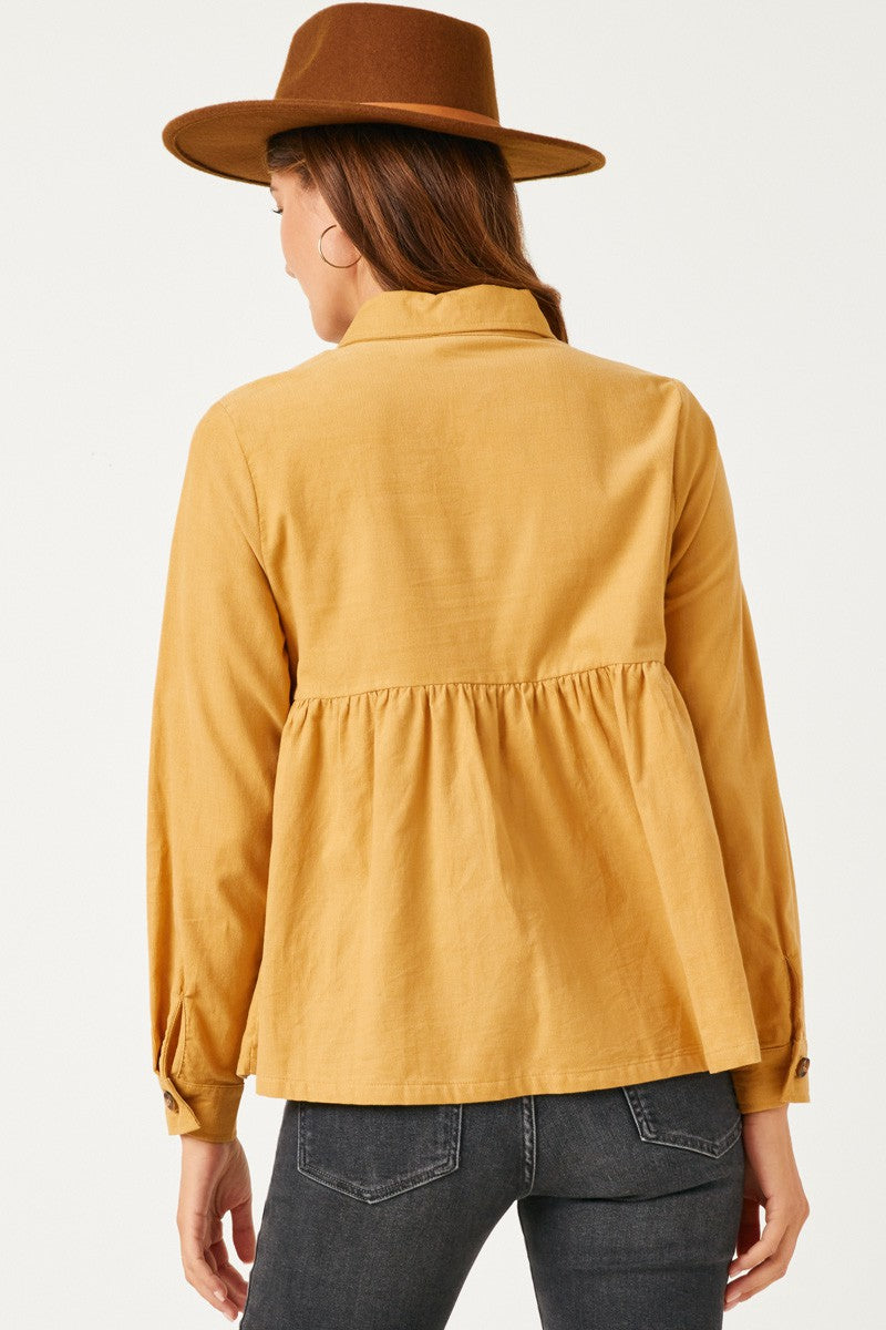 Hayden Corduroy Shirt Peplum Style