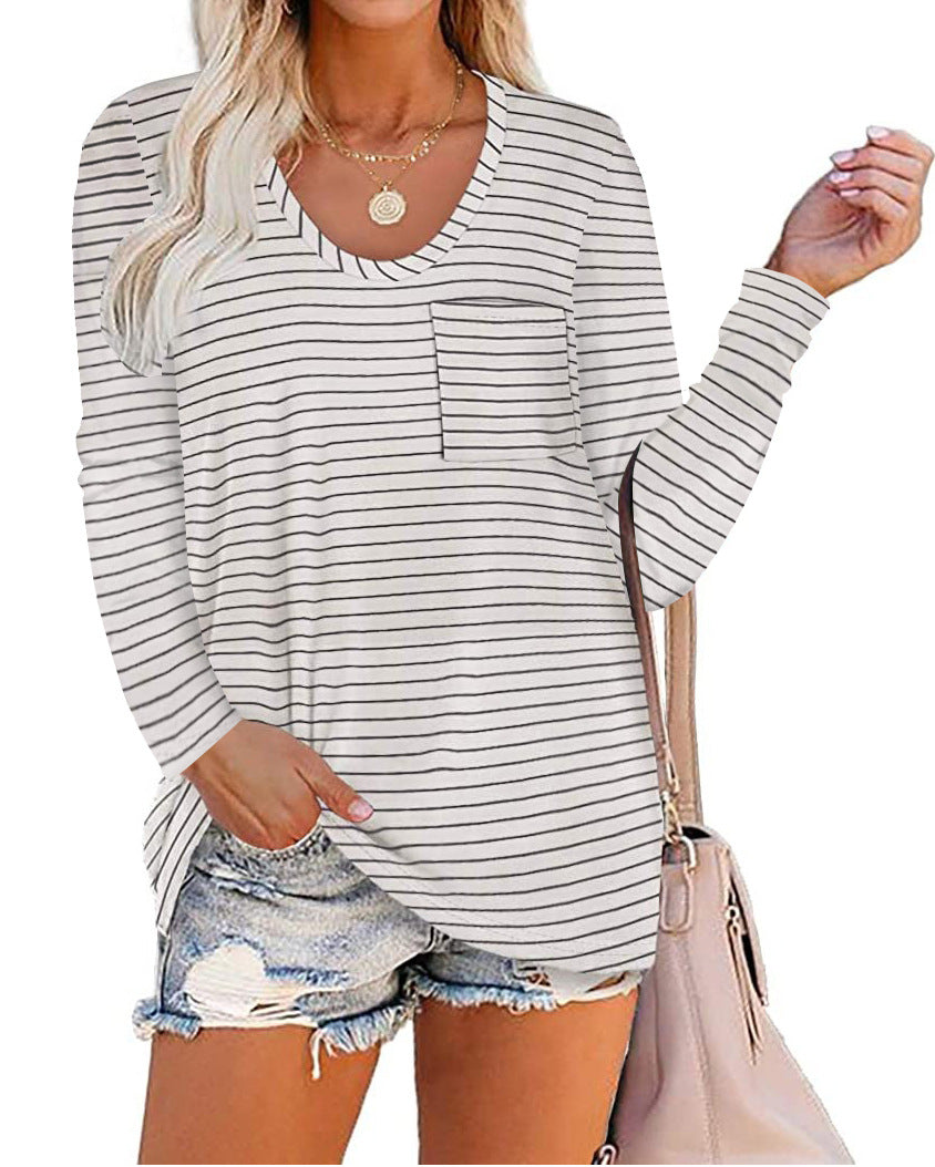 Heather Pocket Scoop Neck Long Sleeve Tunic Top