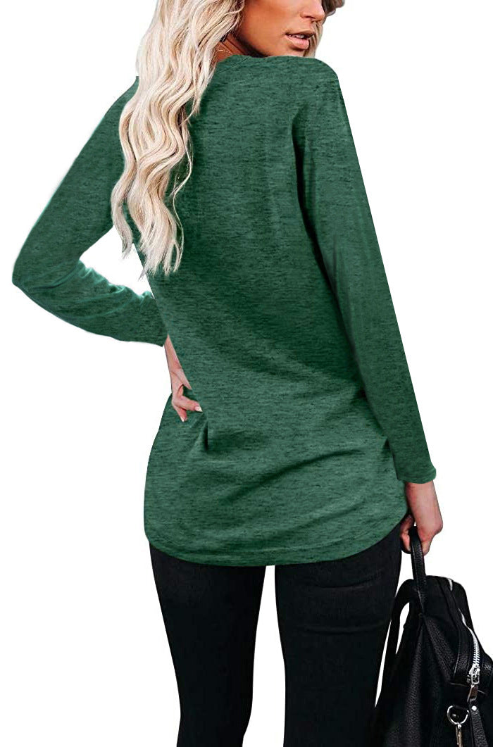 Heather Pocket Scoop Neck Long Sleeve Tunic Top