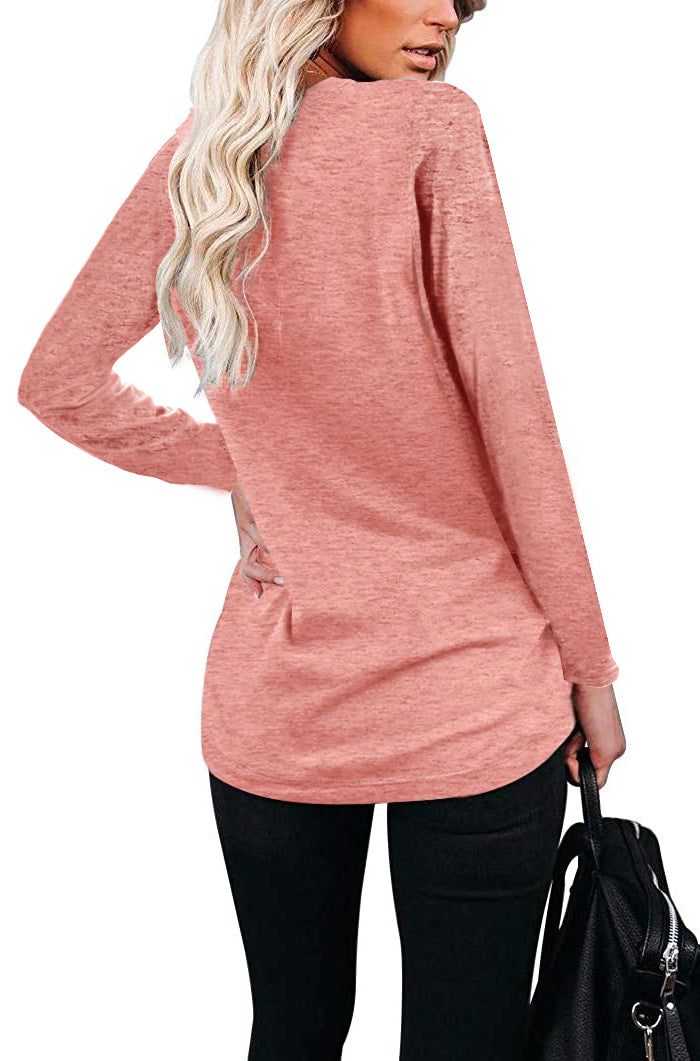 Heather Pocket Scoop Neck Long Sleeve Tunic Top