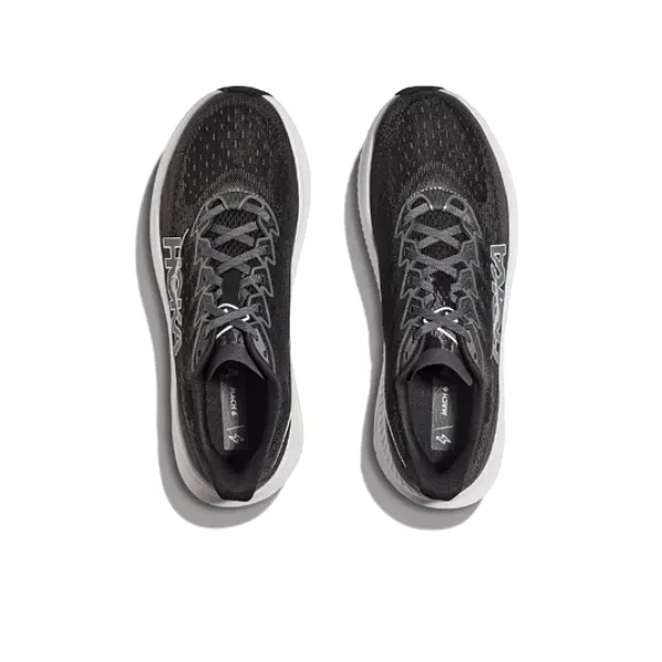 HOKA Women's Mach 6 Wide Width Black White