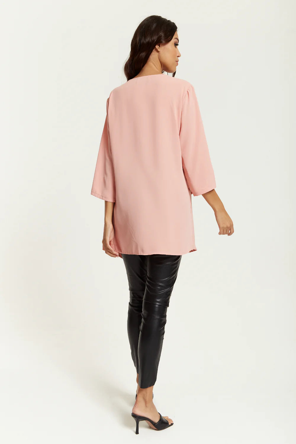 Hoxton Gal 3/4 Sleeves V Neck Oversized Tunic Layered - Shop Now!