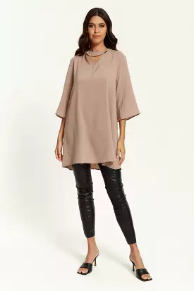 Hoxton Gal Detailed Neckline Tunic - Oversized and Trendy