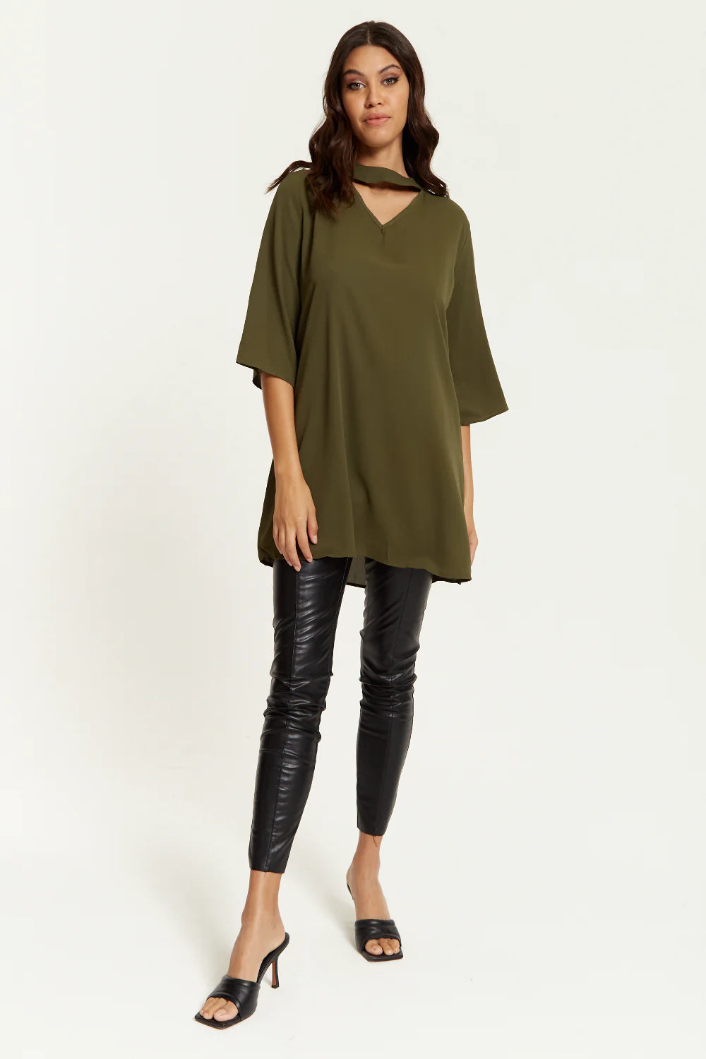 Hoxton Gal Detailed Neckline Tunic - Oversized and Trendy