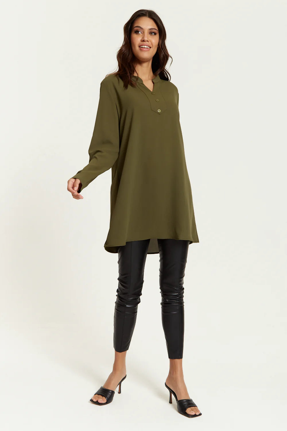 Hoxton Gal Long Sleeve Tunic with Button Detailing