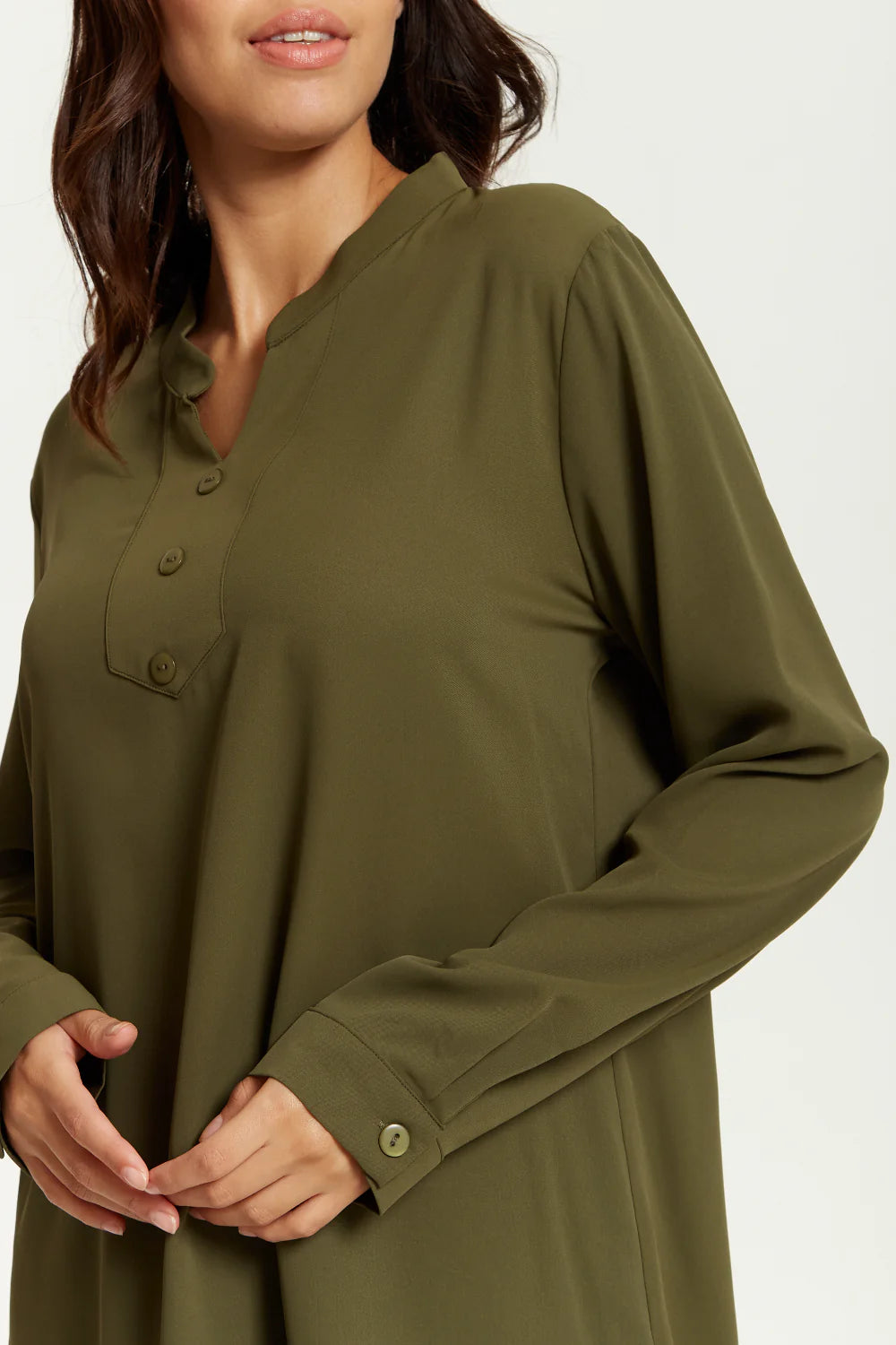 Hoxton Gal Long Sleeve Tunic with Button Detailing