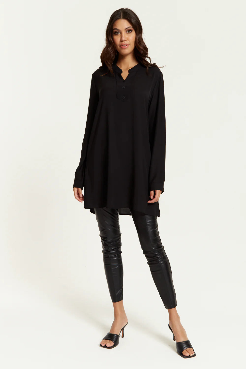 Hoxton Gal Long Sleeve Tunic with Button Detailing