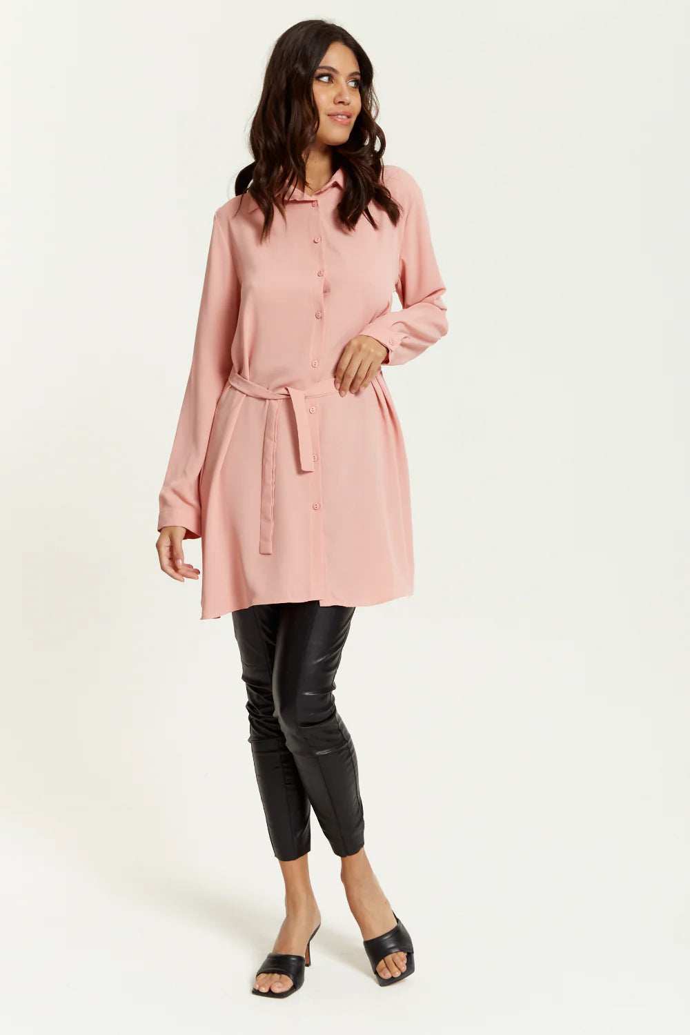 Hoxton Gal Pink Oversized Shirt Tunic - Long Sleeves.