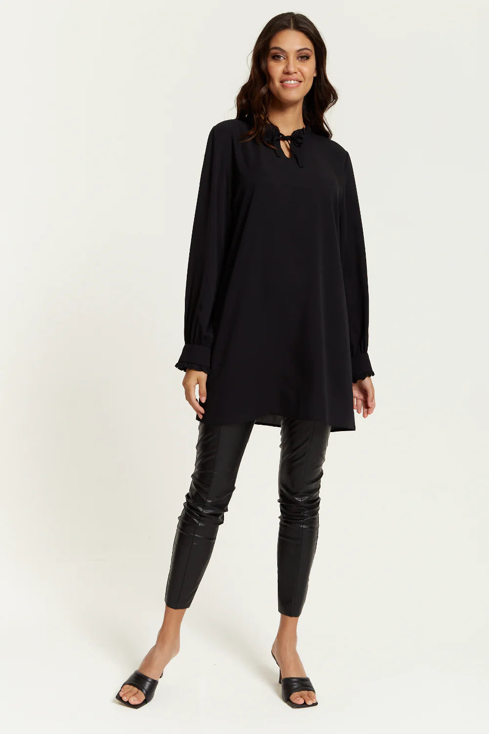 Hoxton Gal Ruffle Neck Oversized Tunic