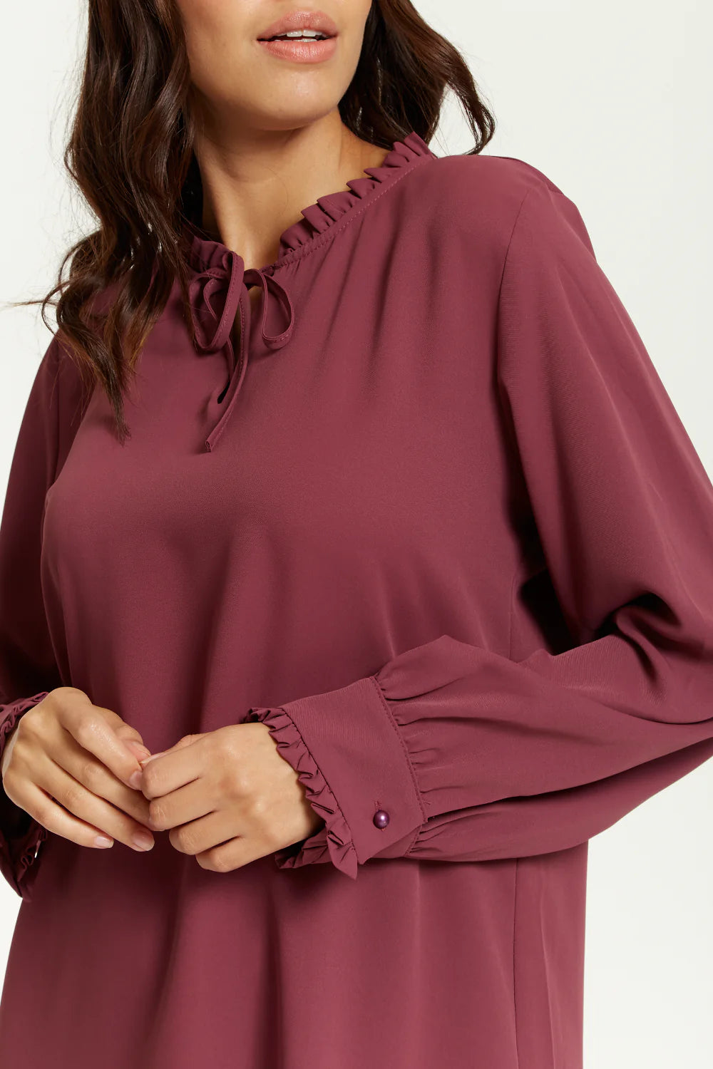 Hoxton Gal Ruffle Neck Oversized Tunic