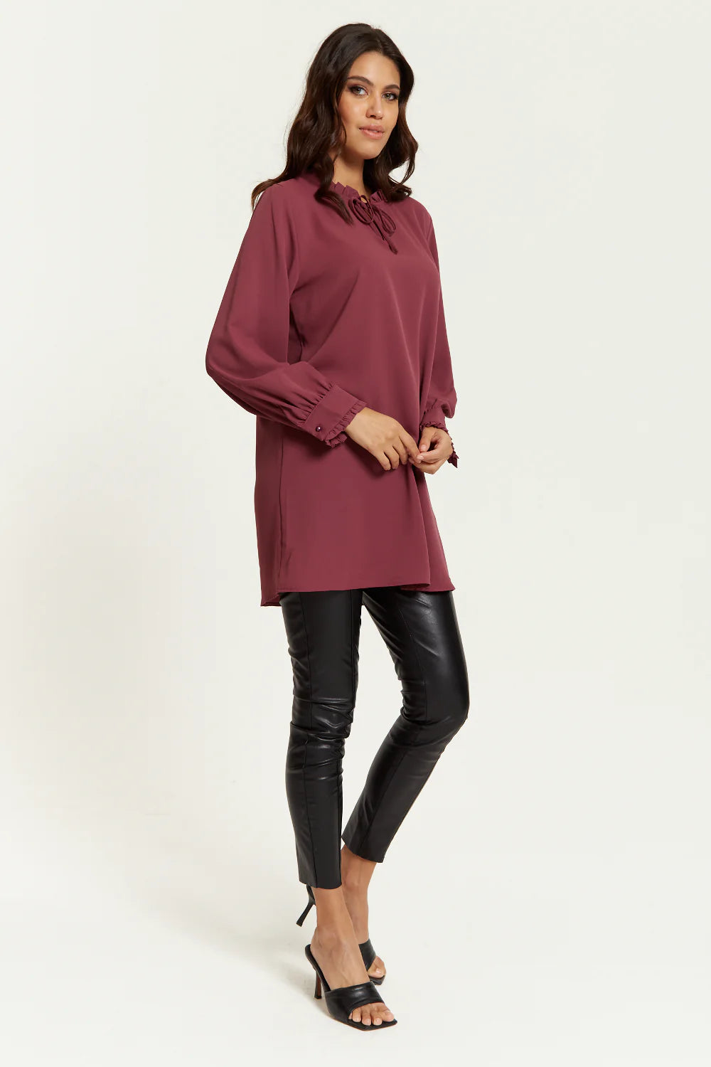 Hoxton Gal Ruffle Neck Oversized Tunic