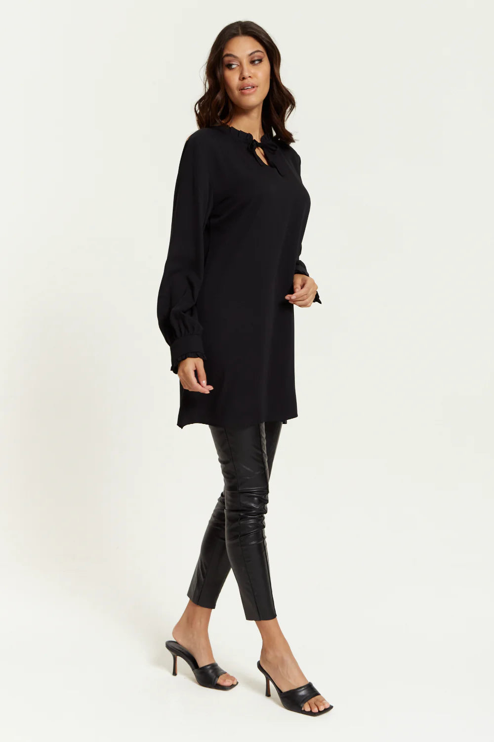 Hoxton Gal Ruffle Neck Oversized Tunic