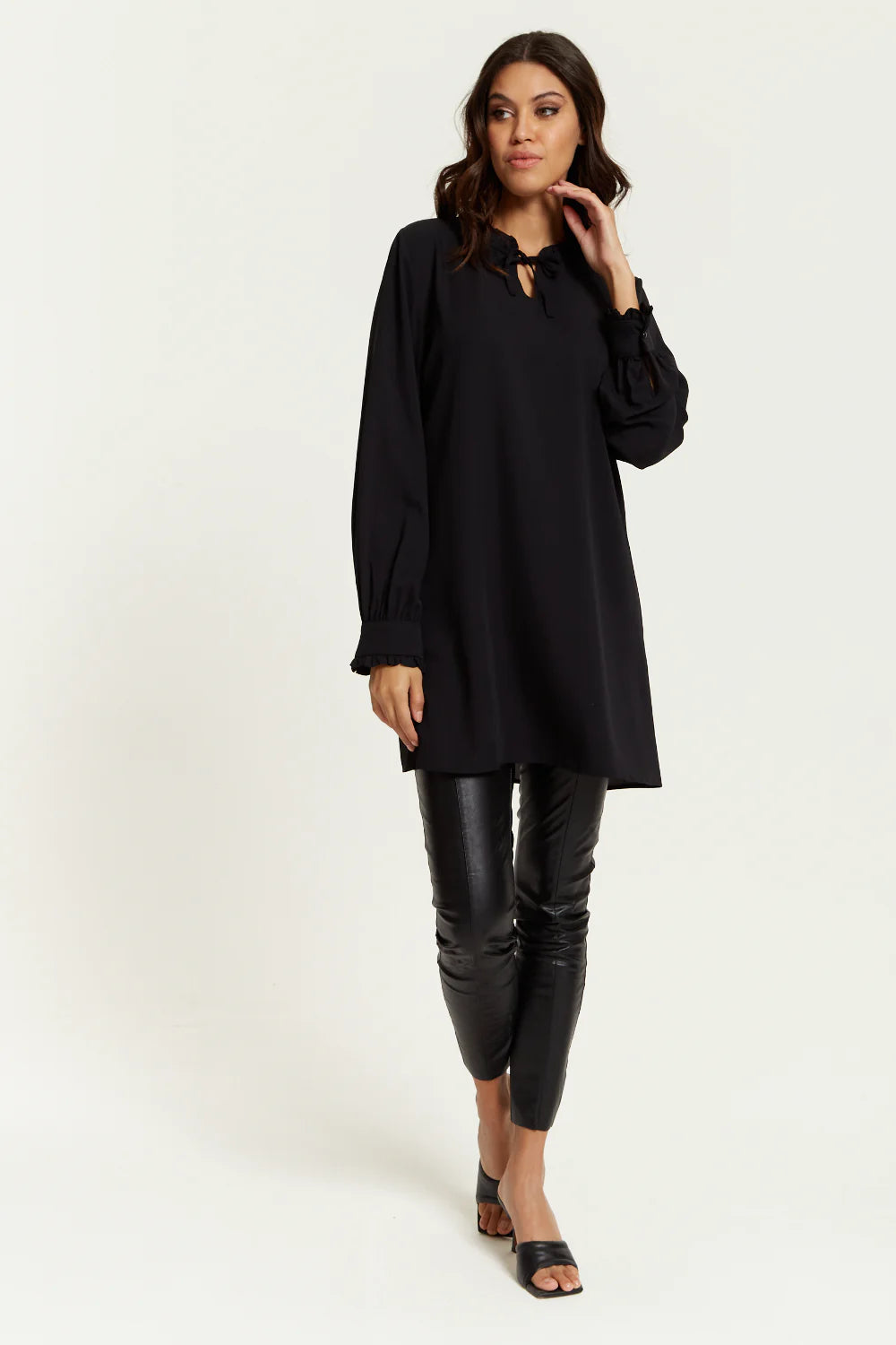 Hoxton Gal Ruffle Neck Oversized Tunic