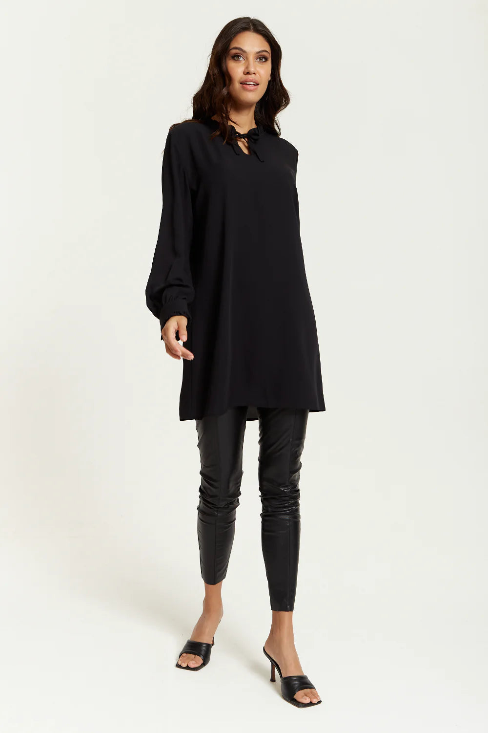 Hoxton Gal Ruffle Neck Oversized Tunic