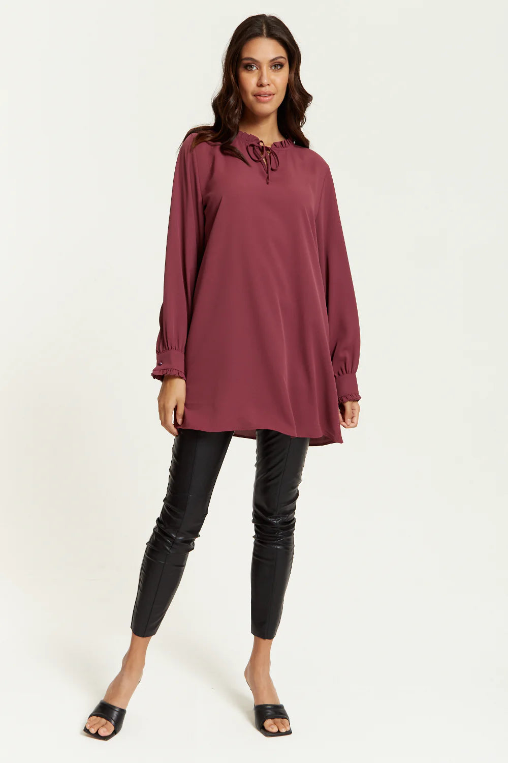 Hoxton Gal Ruffle Neck Oversized Tunic