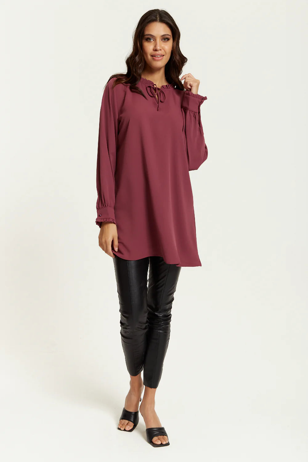 Hoxton Gal Ruffle Neck Oversized Tunic