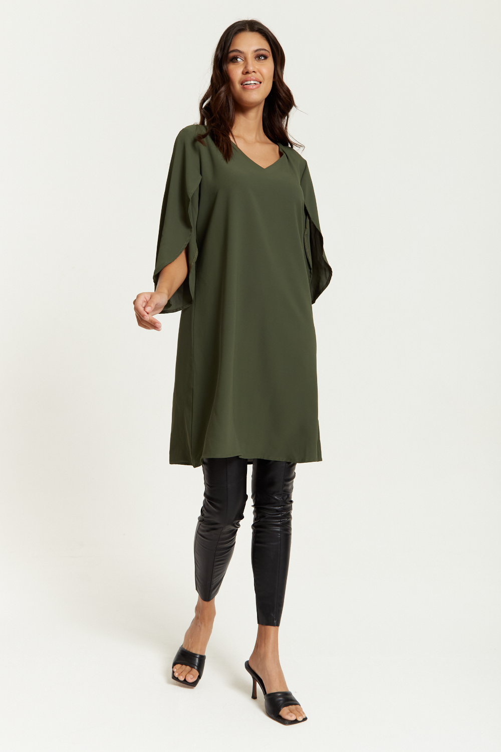 Hoxton Gal Satin Tunic - Oversized V Neck Detail