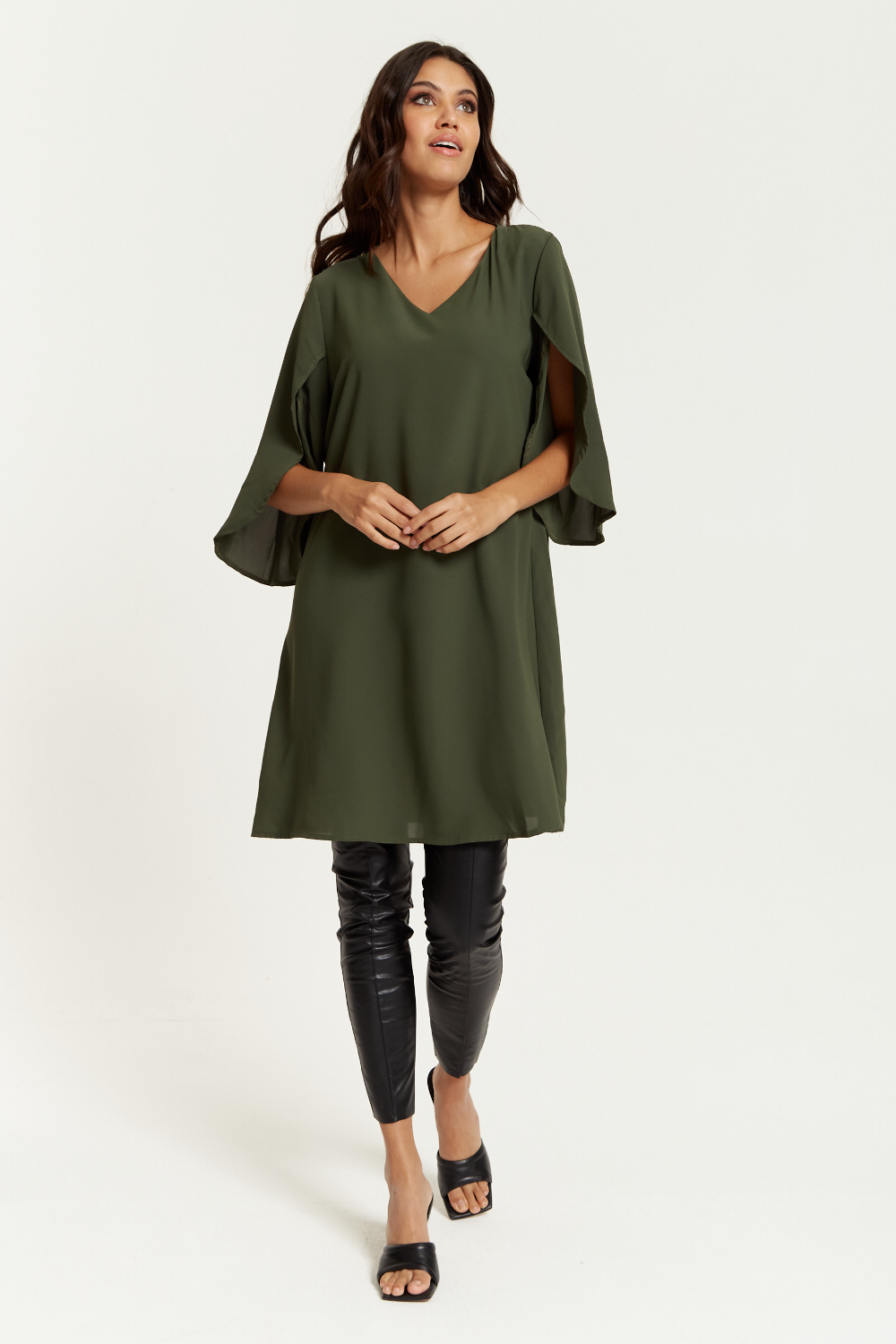 Hoxton Gal Satin Tunic - Oversized V Neck Detail