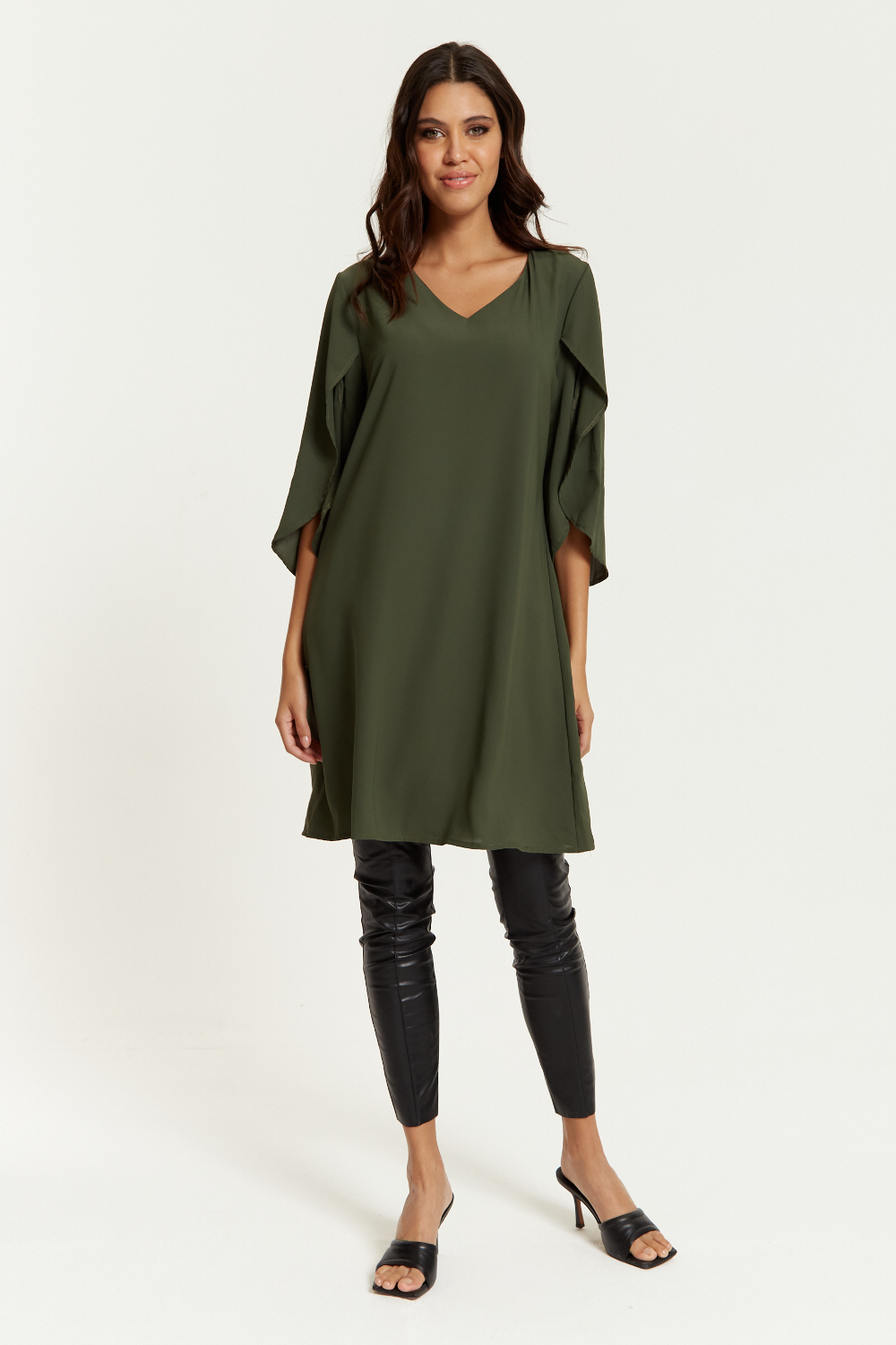 Hoxton Gal Satin Tunic - Oversized V Neck Detail