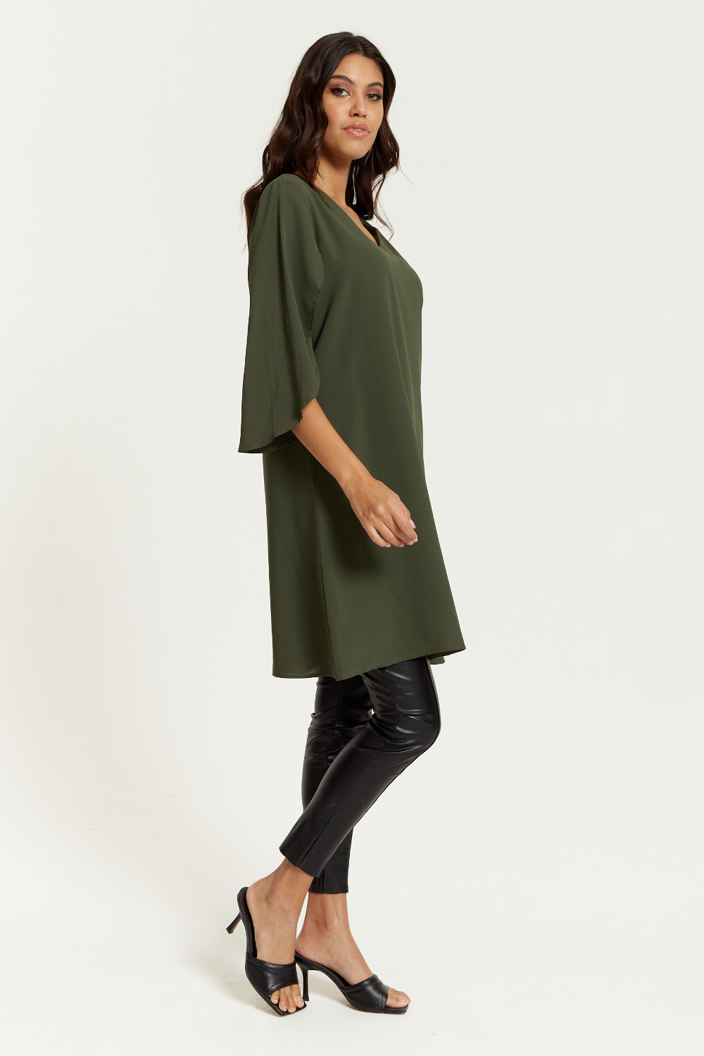 Hoxton Gal Satin Tunic - Oversized V Neck Detail