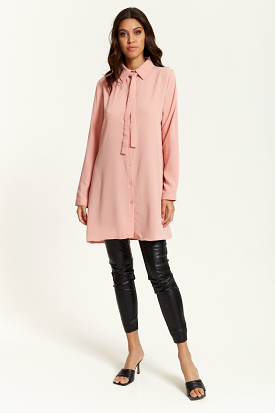 Hoxton Gal Tie-Detailed Oversized Shirt Tunic