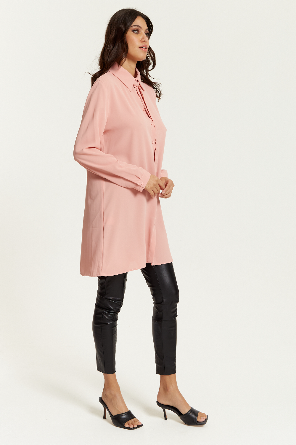 Hoxton Gal Tie-Detailed Oversized Shirt Tunic