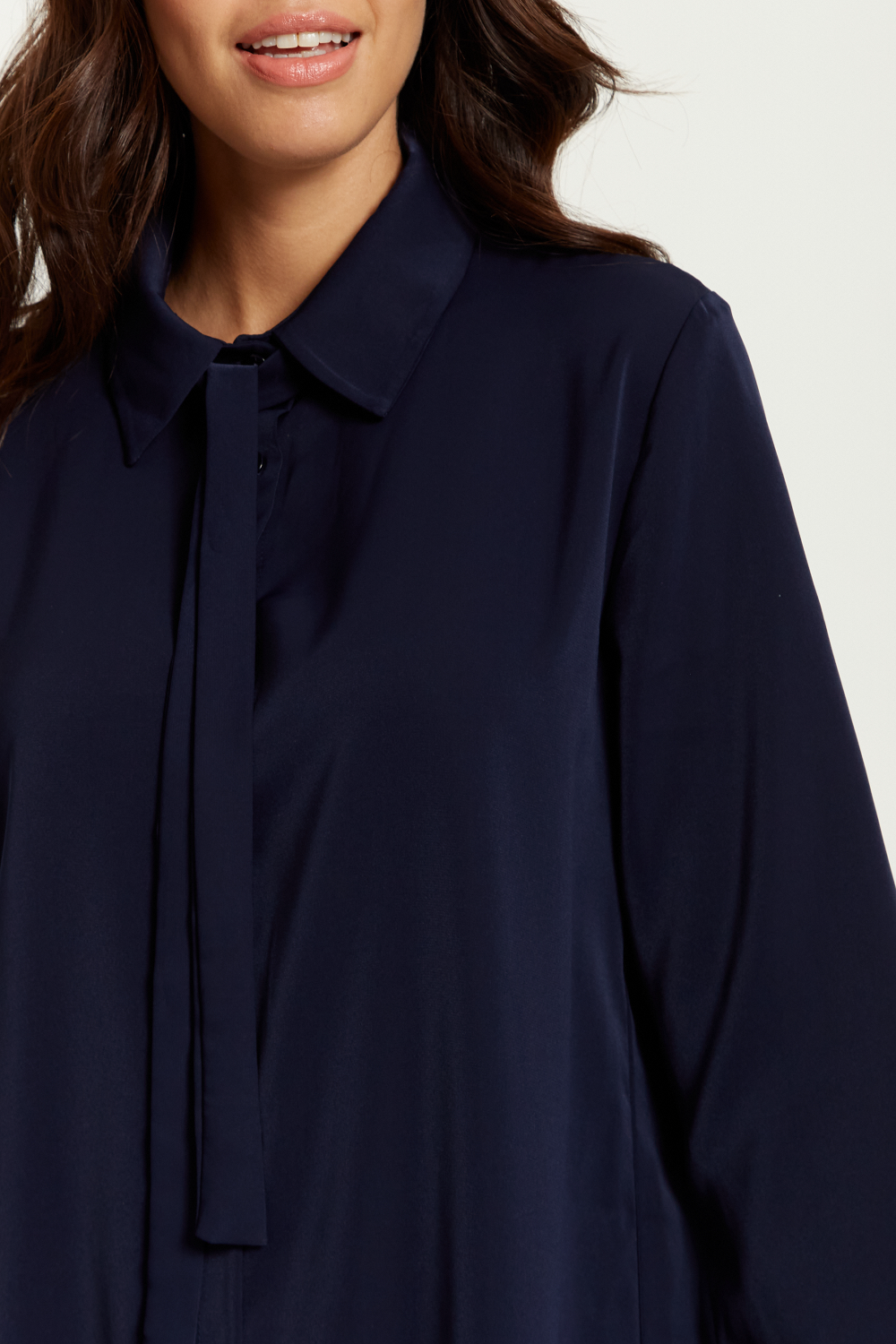 Hoxton Gal Tie-Detailed Oversized Shirt Tunic