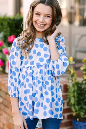 Ignite the Wild Side: Light Blue Polka Dot Tunic for Girls