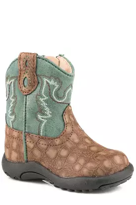 Infant Western Cowboy Gator Boots in Brown and Green - Shop Now!