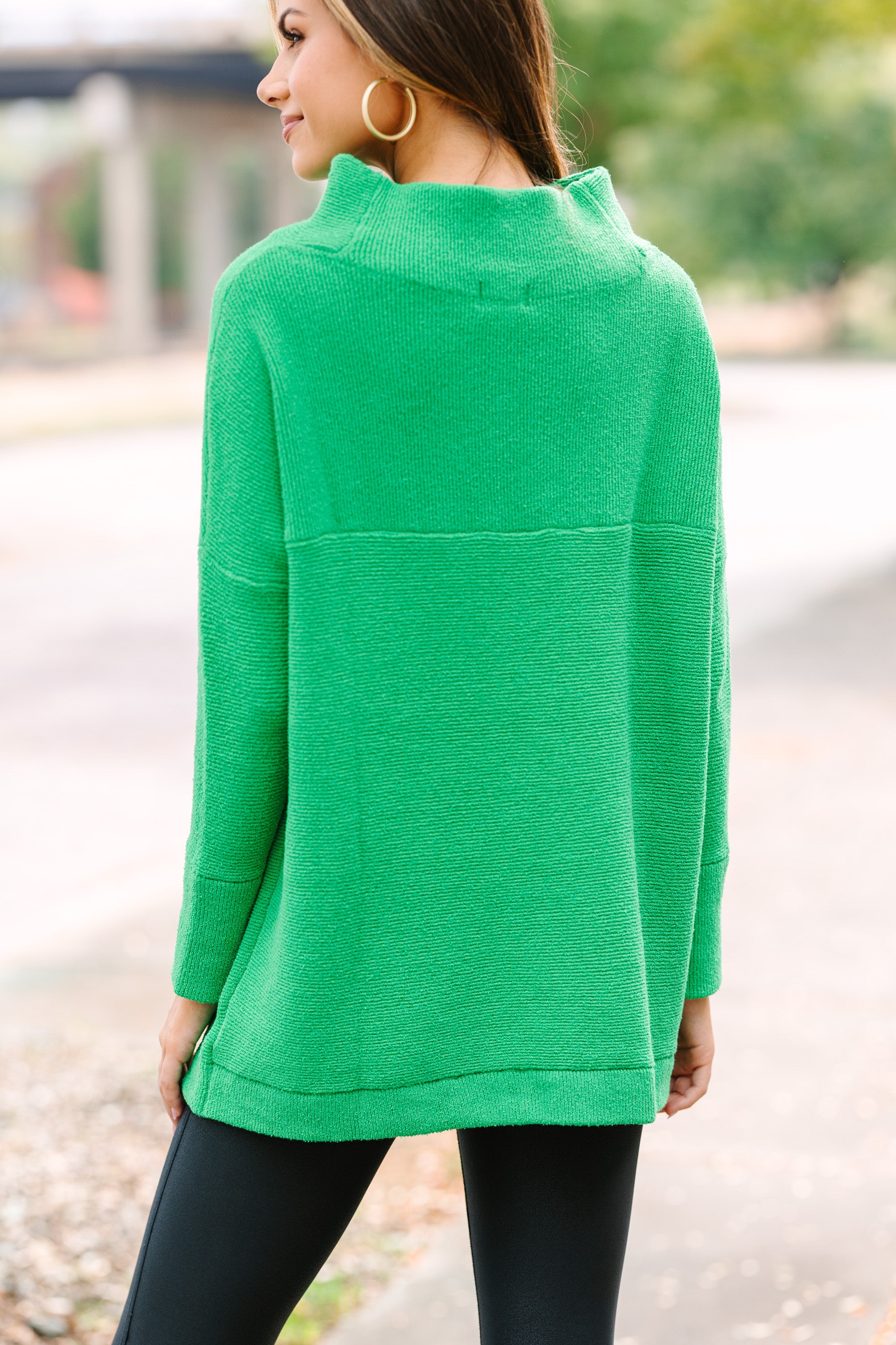 Kelly Green Tunic - Mock Neck - Slouchy Fit