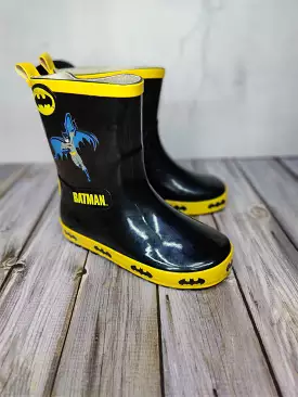 Kids Batman Black Wellington Welly Boots for Girls and Boys, Sizes 7-12