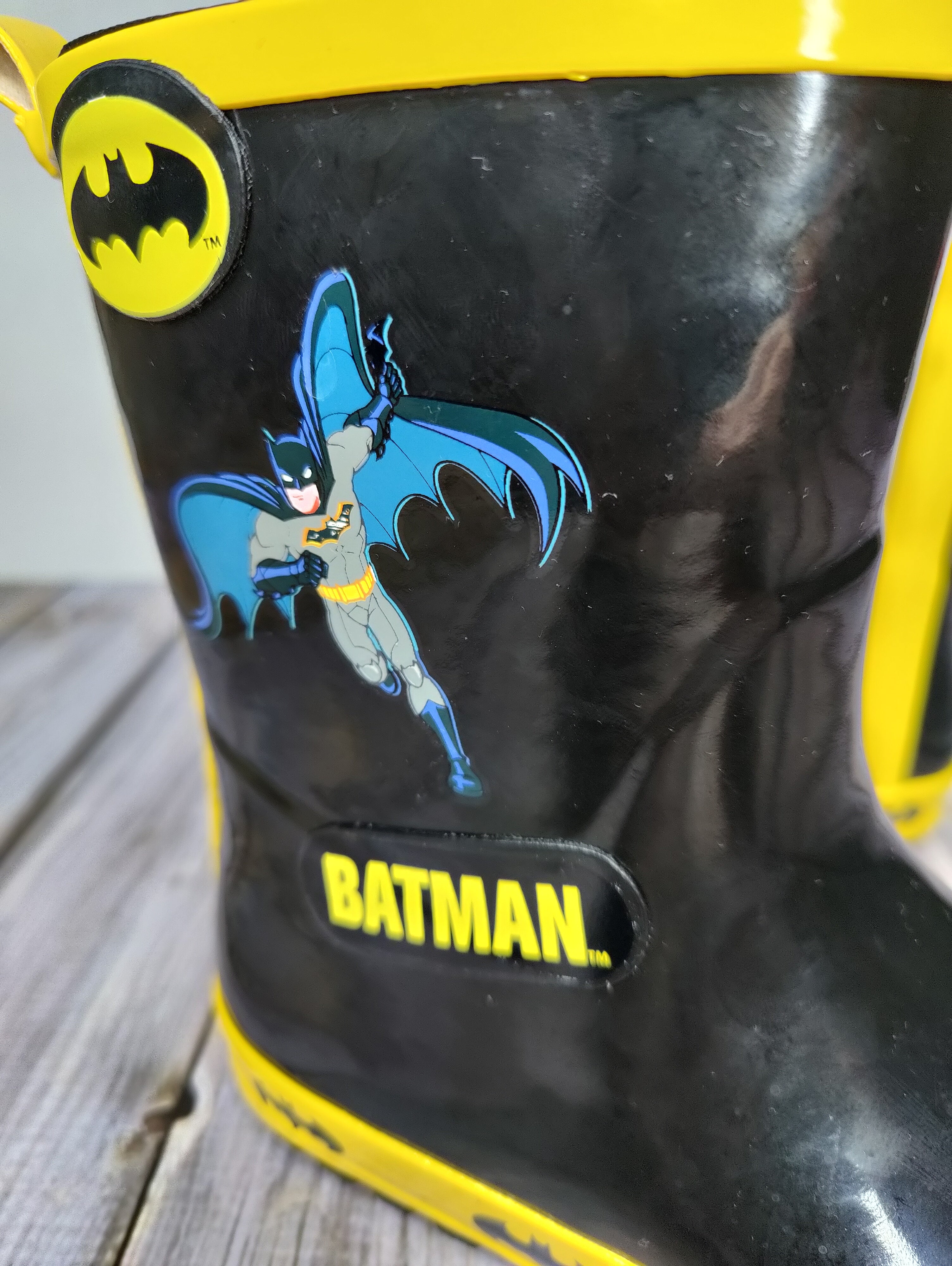 Kids Batman Black Wellington Welly Boots for Girls and Boys, Sizes 7-12