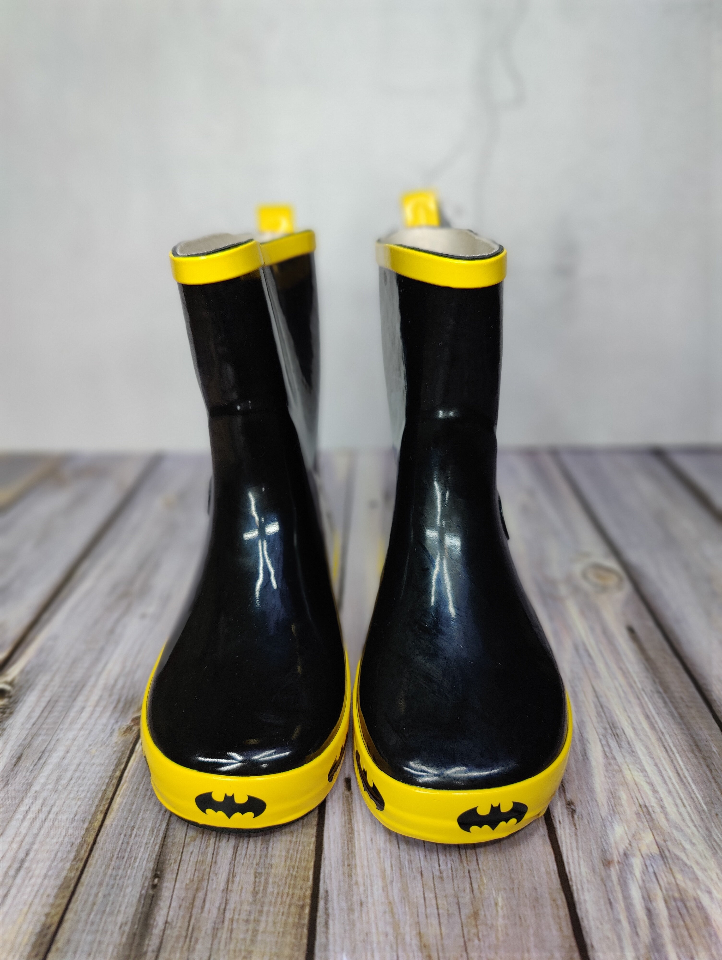 Kids Batman Black Wellington Welly Boots for Girls and Boys, Sizes 7-12