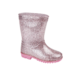 Kids Glitter Gem Pink Wellington Welly Boots, Girls Size 7-12