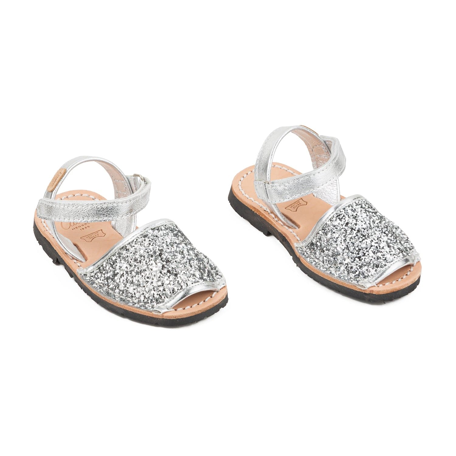 Kids Glitter Leather Open Toe Menorcan Sandal - Iker 1002R Glitter