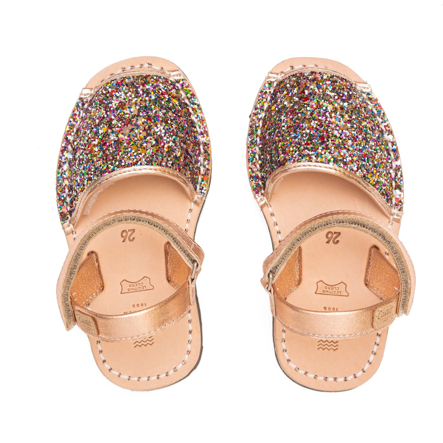 Kids Glitter Leather Open Toe Menorcan Sandal - Iker 1002R Glitter