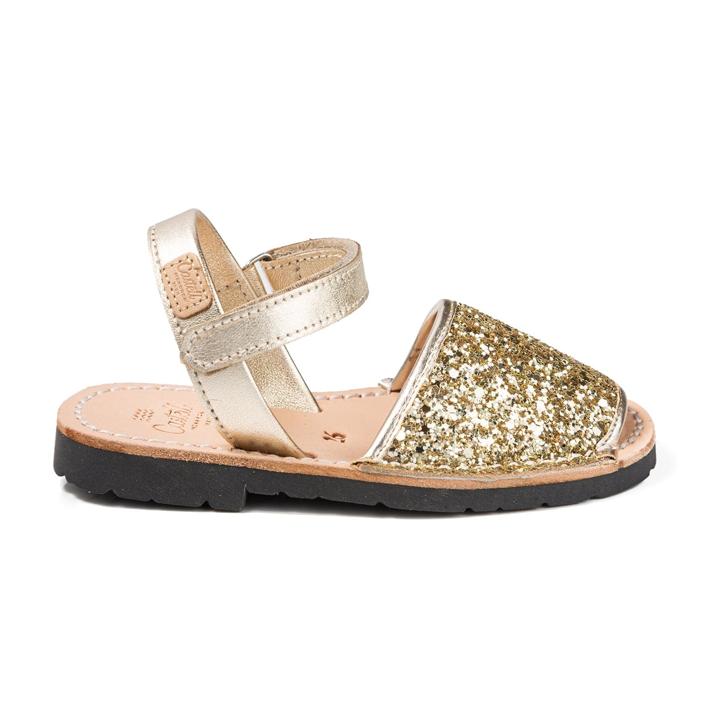 Kids Glitter Leather Open Toe Menorcan Sandal - Iker 1002R Glitter