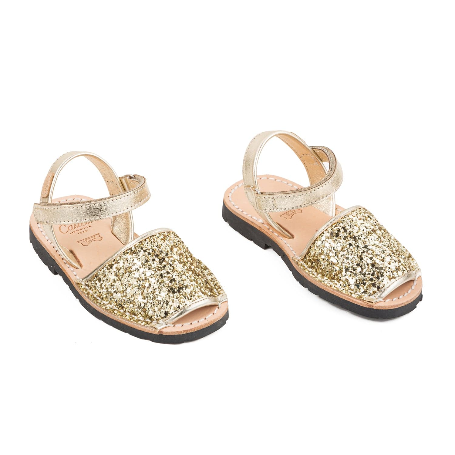 Kids Glitter Leather Open Toe Menorcan Sandal - Iker 1002R Glitter