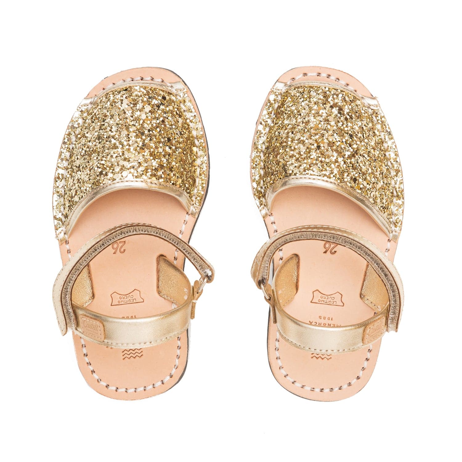 Kids Glitter Leather Open Toe Menorcan Sandal - Iker 1002R Glitter