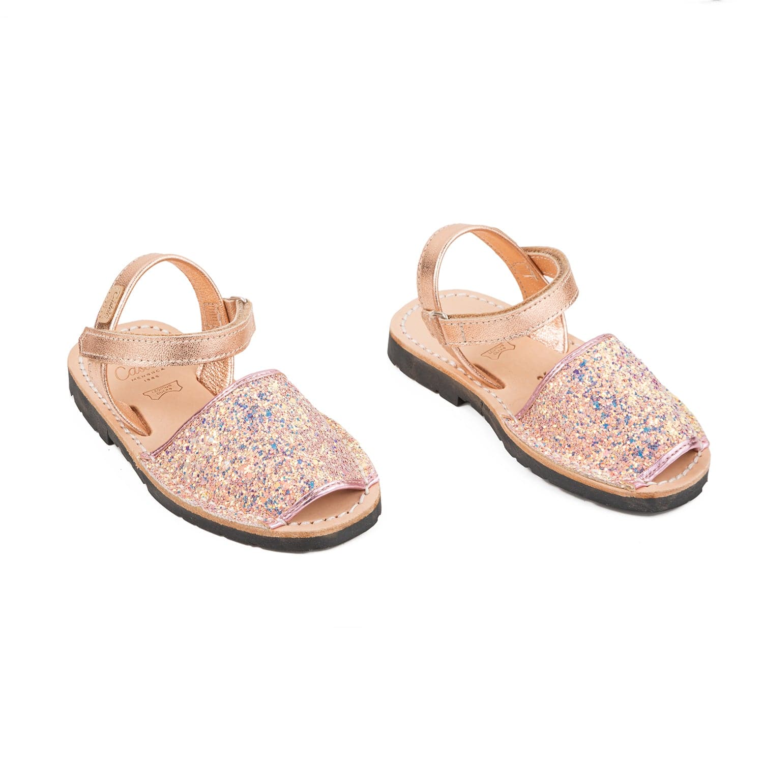 Kids Glitter Leather Open Toe Menorcan Sandal - Iker 1002R Glitter