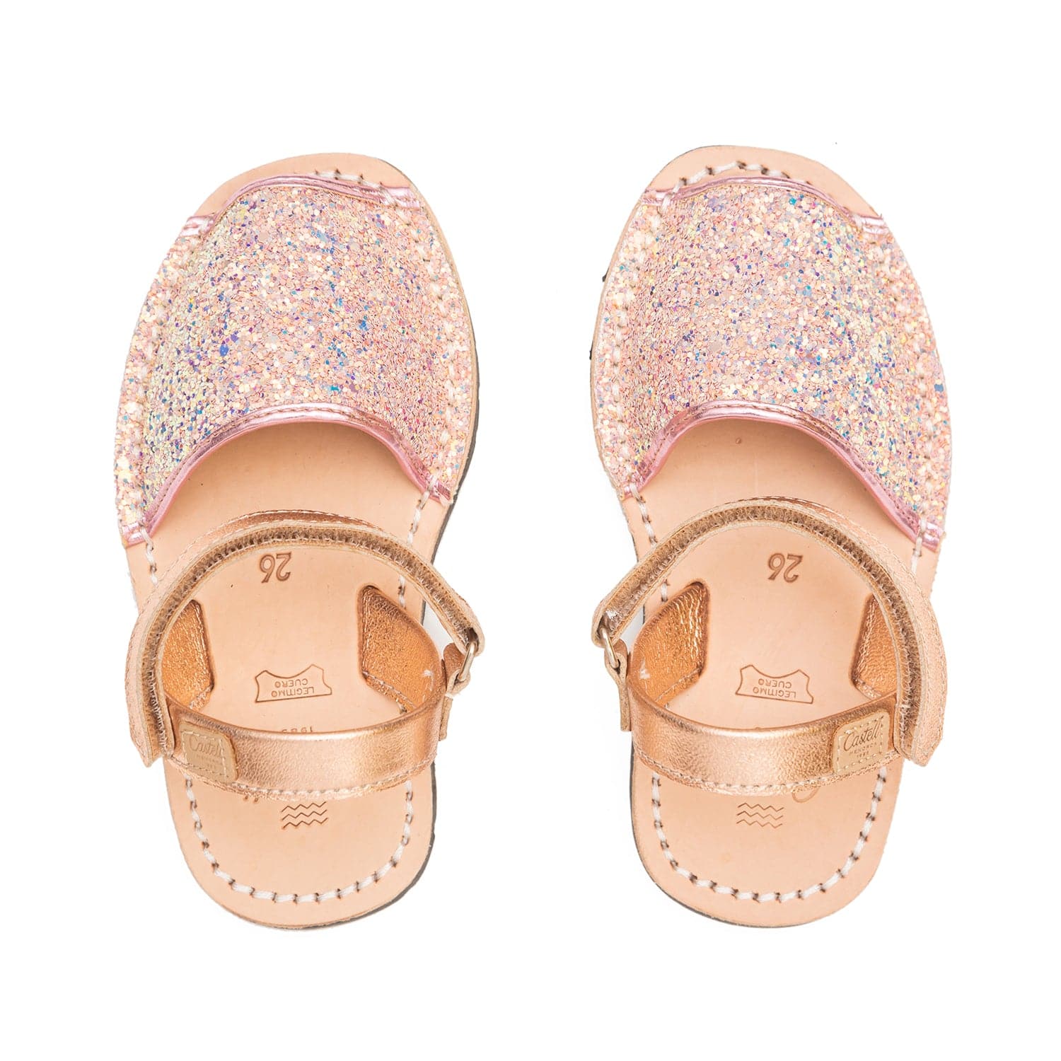 Kids Glitter Leather Open Toe Menorcan Sandal - Iker 1002R Glitter