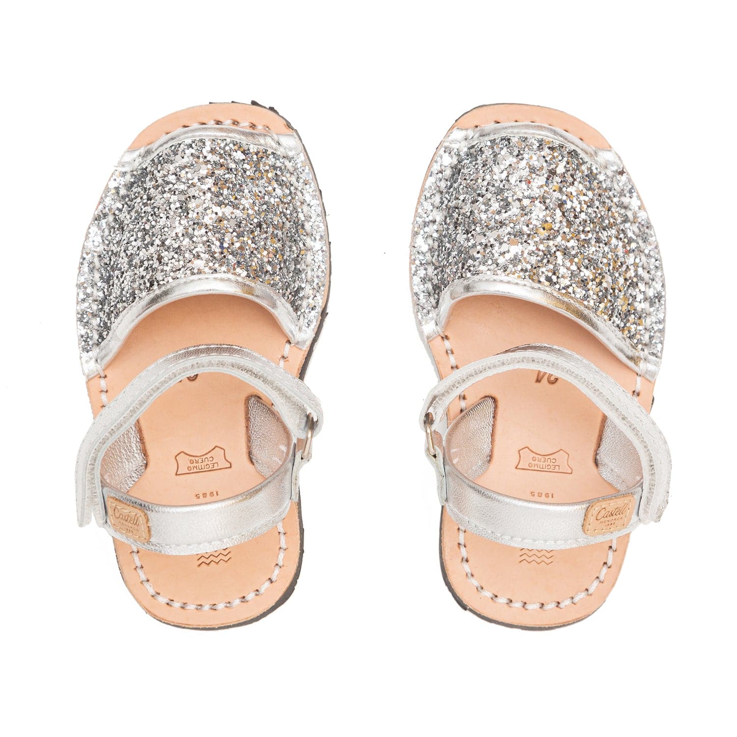 Kids Glitter Leather Open Toe Menorcan Sandal - Iker 1002R Glitter