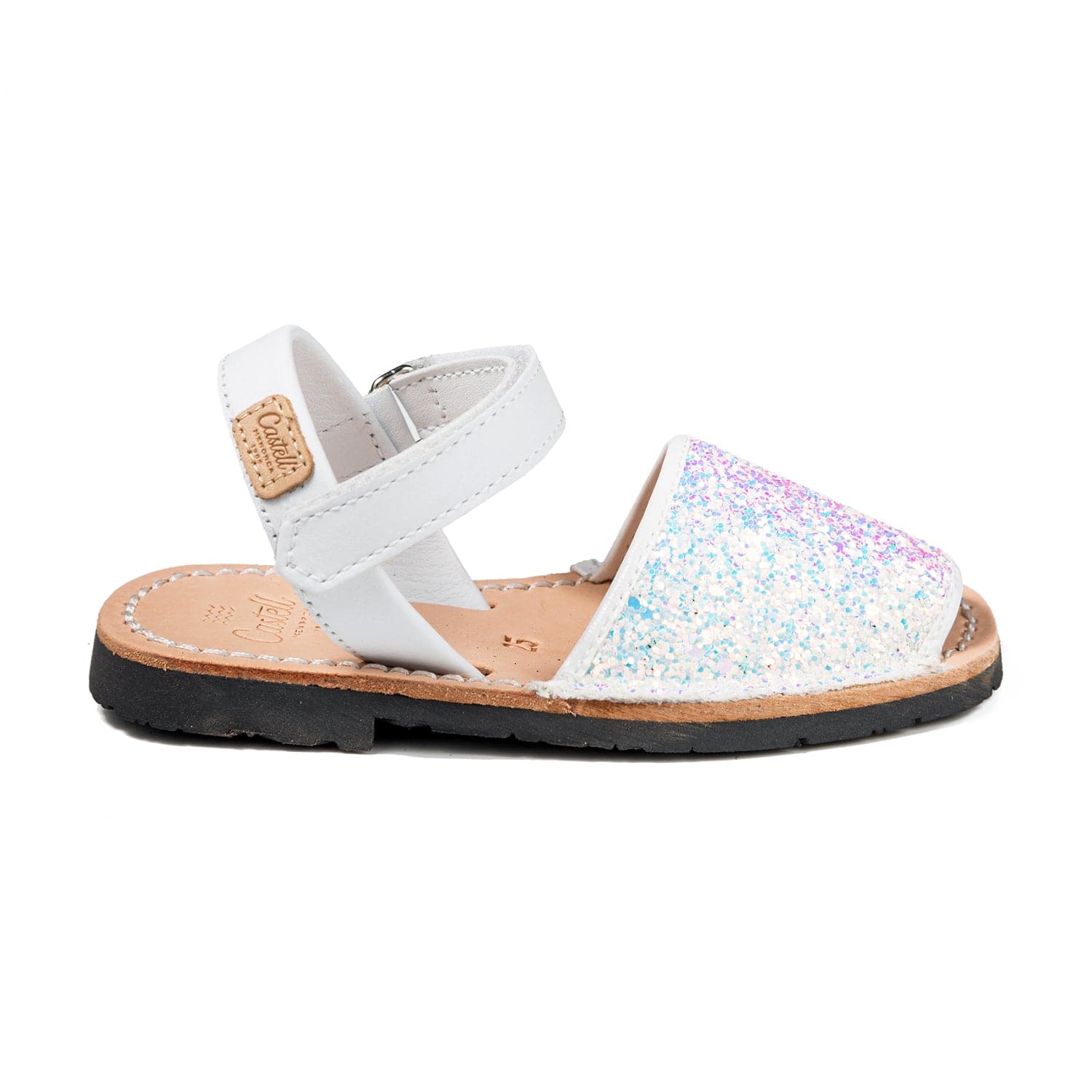 Kids Glitter Leather Open Toe Menorcan Sandal - Iker 1002R Glitter