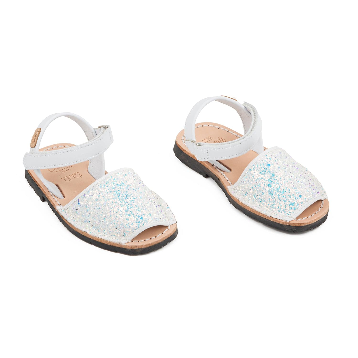 Kids Glitter Leather Open Toe Menorcan Sandal - Iker 1002R Glitter